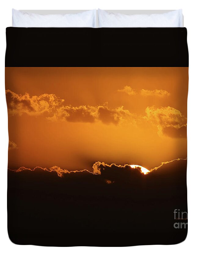 Sunrise Duvet Cover featuring the photograph November Sunrise by Deborah Benoit