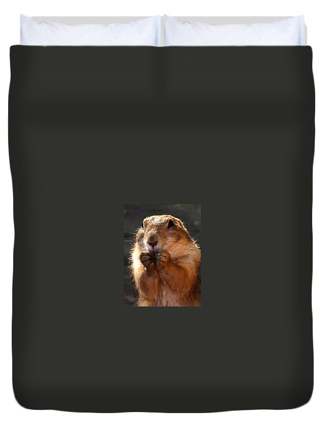 Prairie Dogs Duvet Cover featuring the photograph Snacking Prairie Dog by Lori Lafargue