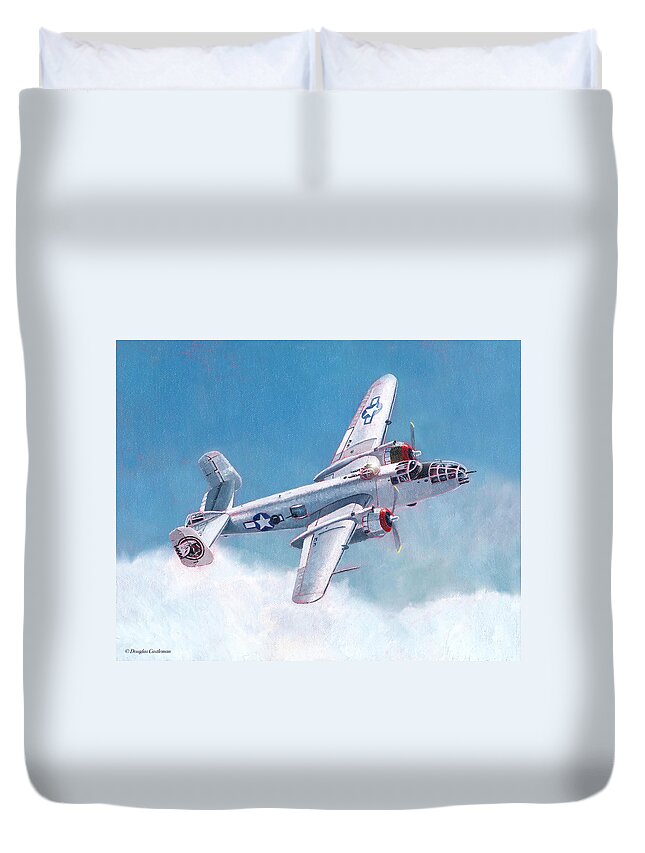 Aviation Duvet Cover featuring the painting North American B-25 Mitchell by Douglas Castleman