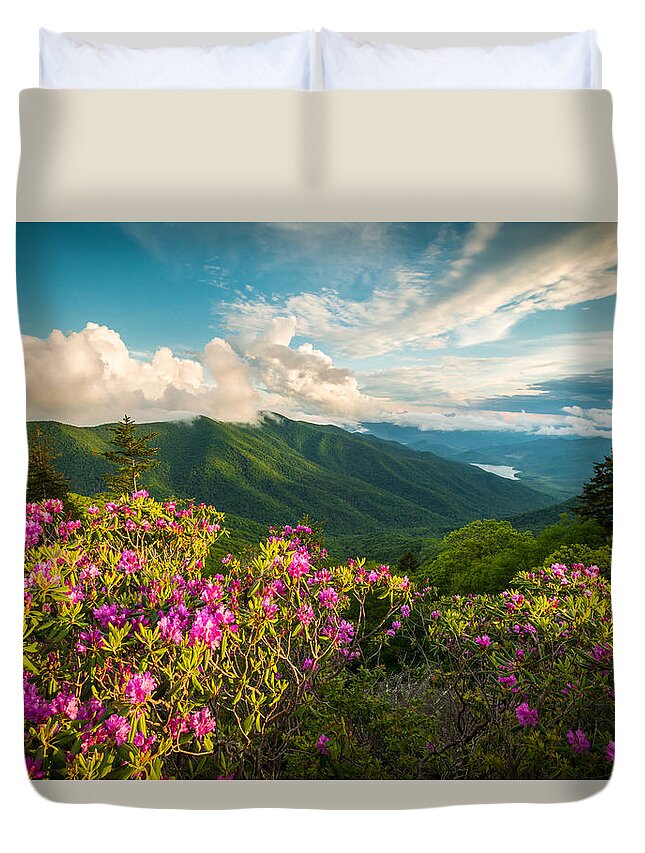 North Carolina Duvet Cover featuring the photograph North Carolina Blue Ridge Parkway Spring Mountains Scenic Landscape by Dave Allen
