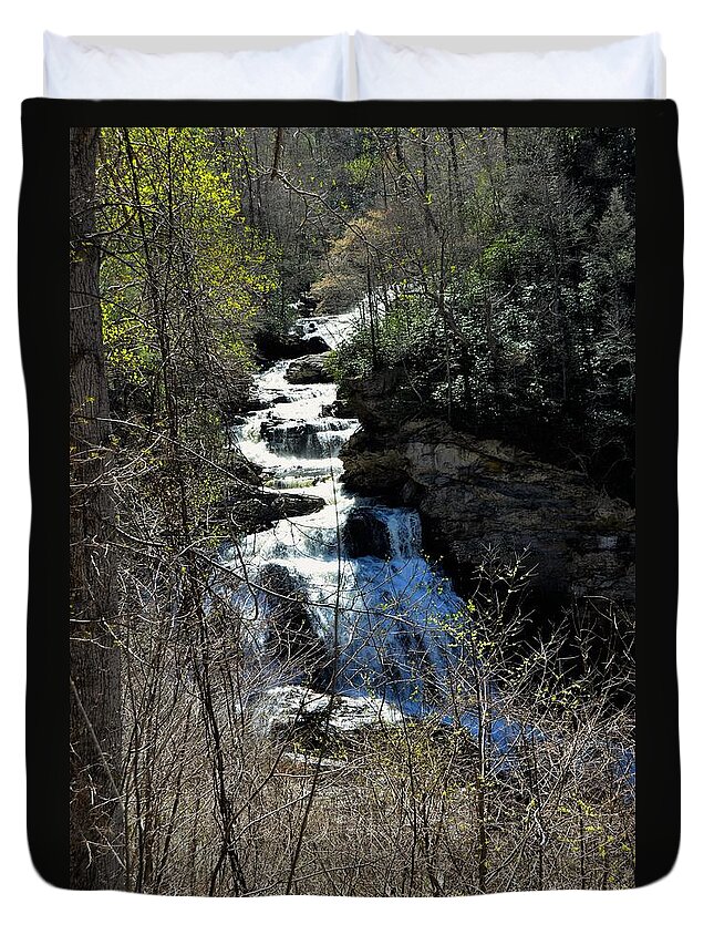 Waterfall Duvet Cover featuring the photograph North Carolina Falls by Chuck Brown