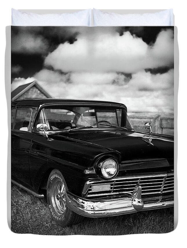 Car Duvet Cover featuring the photograph North Rustico Vintage Car Prince Edward Island by Edward Fielding