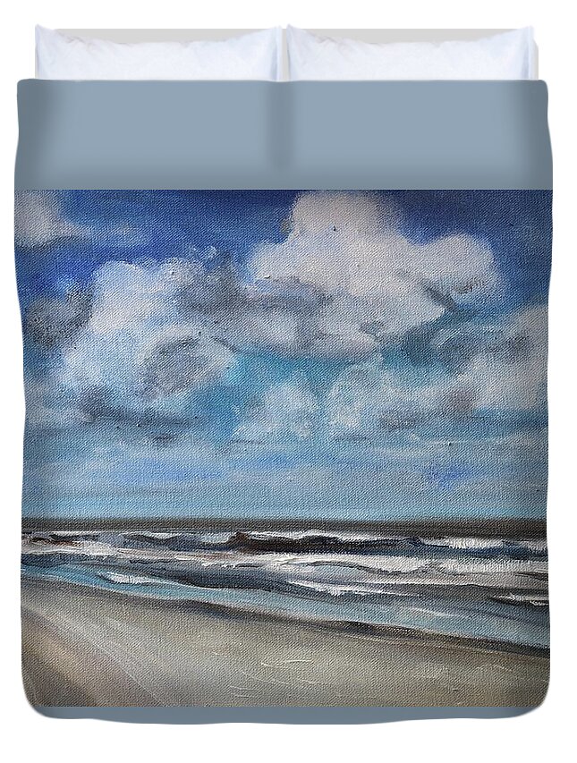 Sea Duvet Cover featuring the painting North Sea Scape by Christel Roelandt