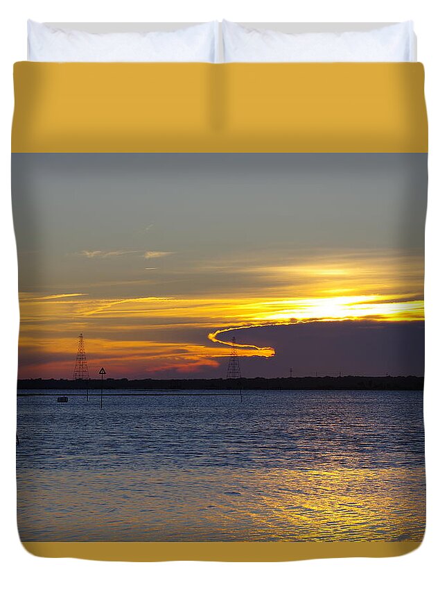Wildwood Duvet Cover featuring the photograph North Wildwood Sunset by Greg Graham