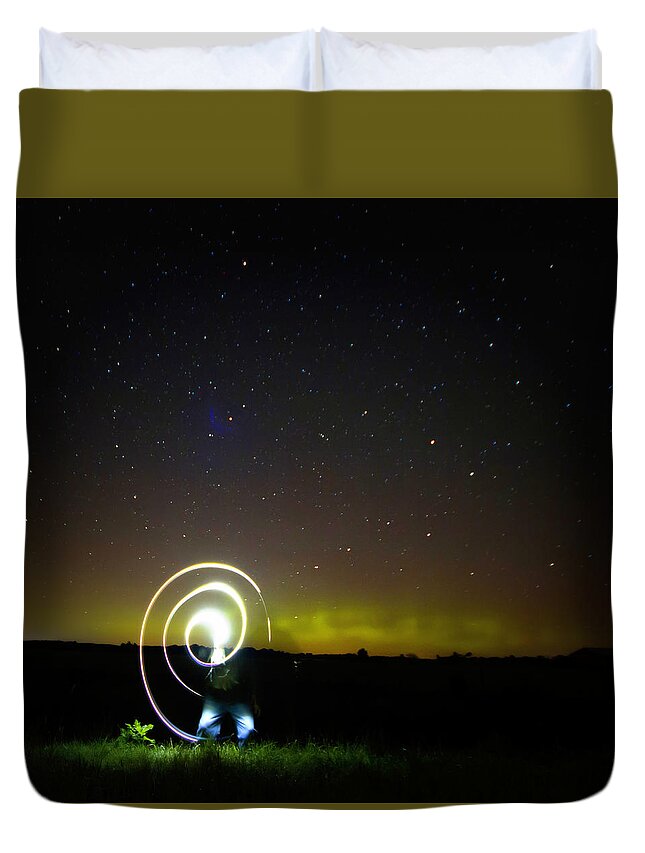 Abstract Duvet Cover featuring the photograph 023 - Night Writing by David Ralph Johnson
