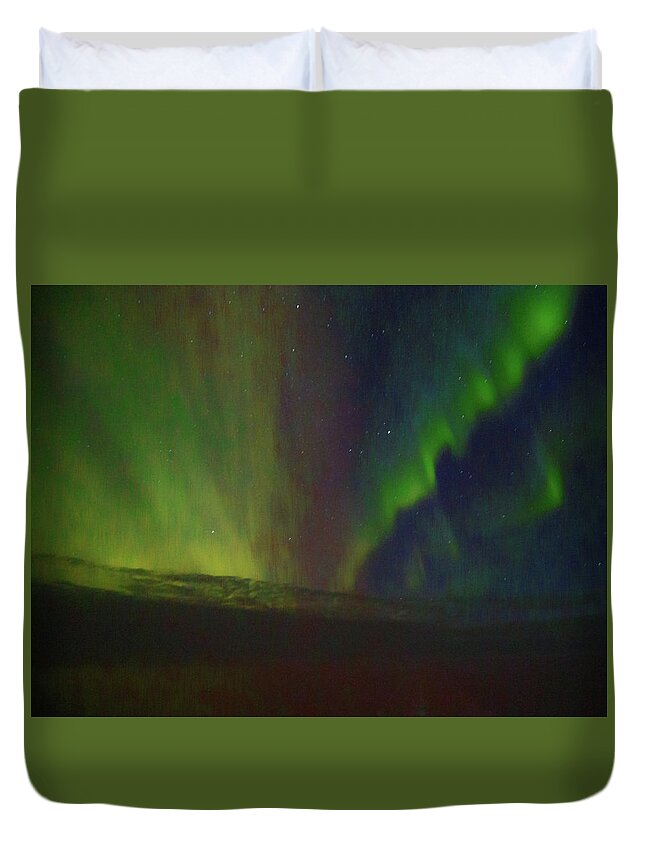 Northern Lights Duvet Cover featuring the photograph Northern Lights or Auora Borealis by Allan Levin