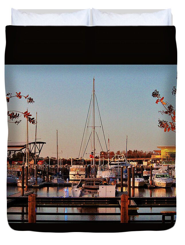Port City Duvet Cover featuring the photograph Northern Riverfront by Cynthia Guinn
