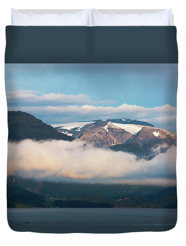 Norway Duvet Cover featuring the photograph Norway Fjord Innvikfjorden by Andy Myatt