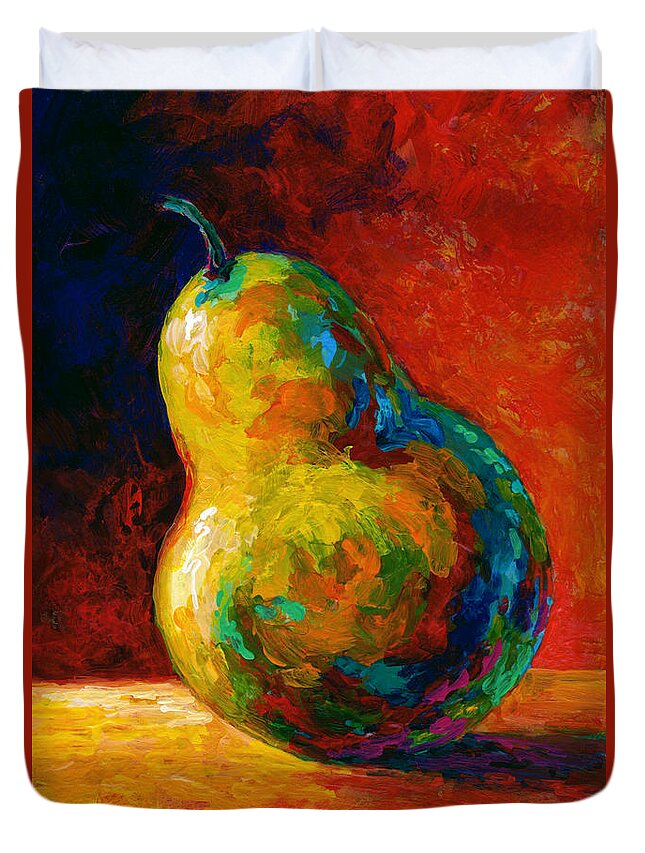 Pear Duvet Cover featuring the painting Nothing Pearsonal by Marion Rose