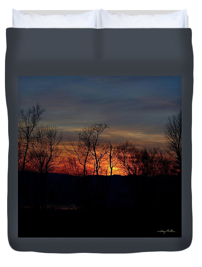 Sunset Duvet Cover featuring the photograph November Trees by Harry Moulton