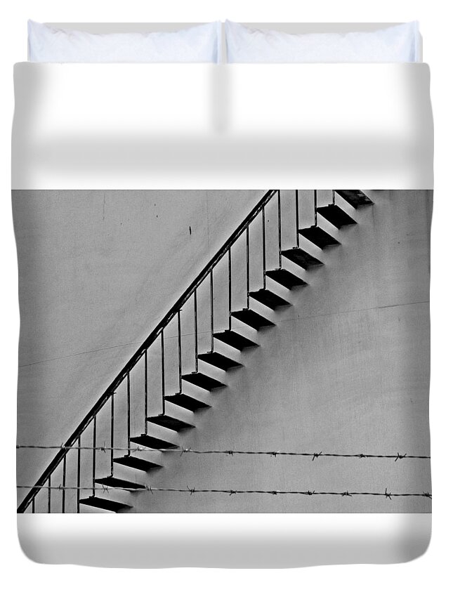 Black And White Duvet Cover featuring the photograph Nowhere to go but up by Jen Whalen
