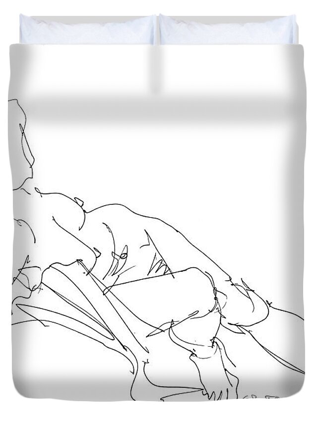 Female Duvet Cover featuring the drawing Nude Female Drawings 3 by Gordon Punt