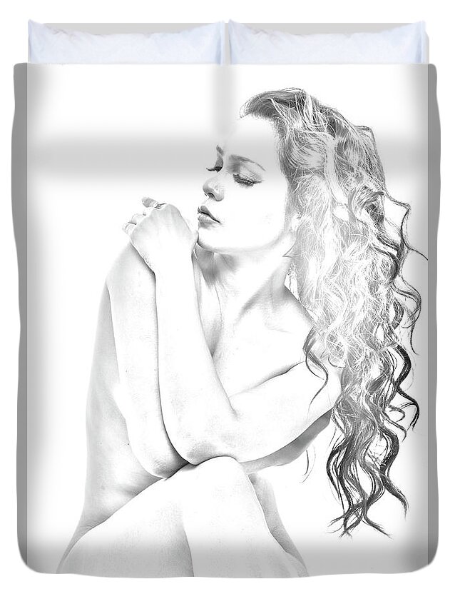 Nude Duvet Cover featuring the photograph Nude Sketch by Kiran Joshi