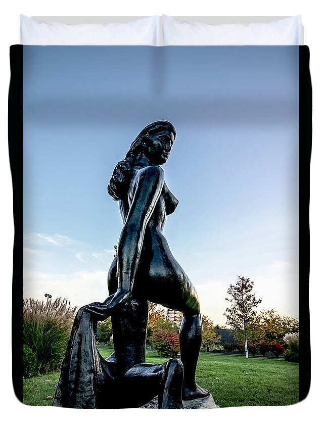 Statue Duvet Cover featuring the photograph Nude statue by Mike Dunn