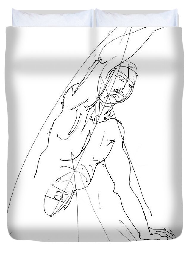 Male Duvet Cover featuring the drawing Nude_Male_Drawing_25 by Gordon Punt