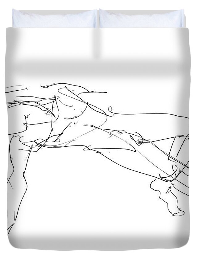 Male Duvet Cover featuring the drawing Nude_Male_Drawings_23 by Gordon Punt