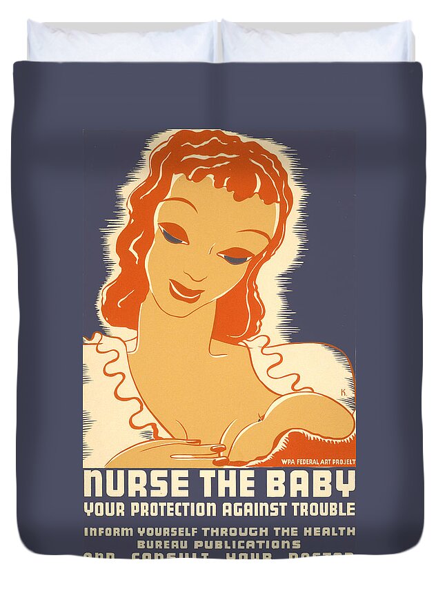 Baby Duvet Cover featuring the digital art Nurse the Baby by Georgia Clare