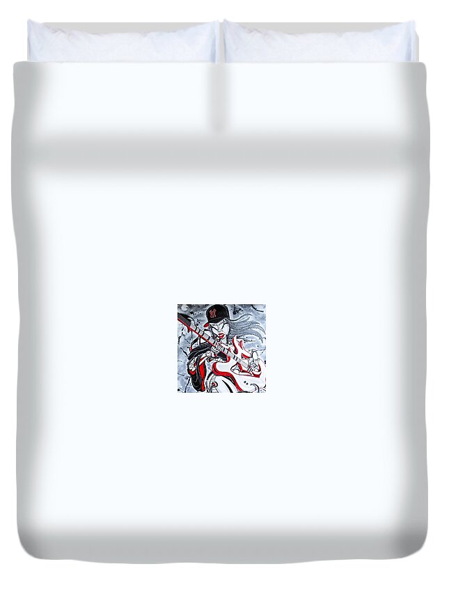 Jazz Player Duvet Cover featuring the mixed media NY Sound by Demitrius Motion Bullock