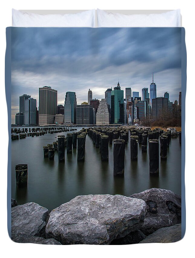 Nyc Skyline Vertical View Duvet Cover For Sale By Bob Cuthbert