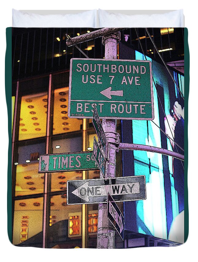 Nyc Duvet Cover featuring the photograph NYC Street Sign by Kate Purdy