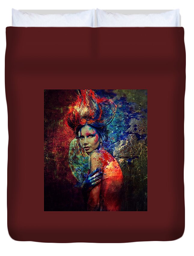 Nymph Duvet Cover featuring the digital art Nymph of Creativity 2 by Lilia D