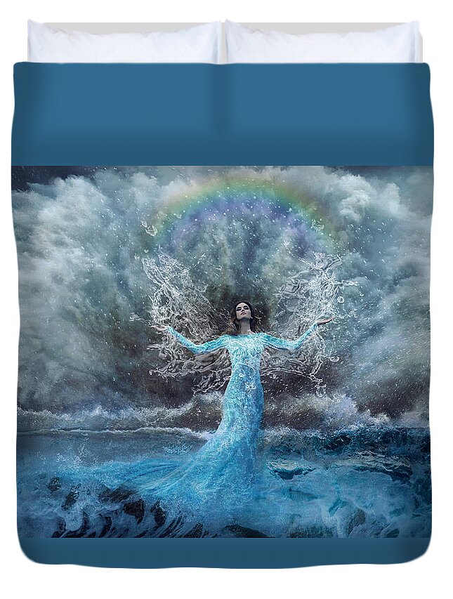 Nymph Of Water Duvet Cover featuring the digital art Nymph of the Water by Lilia S