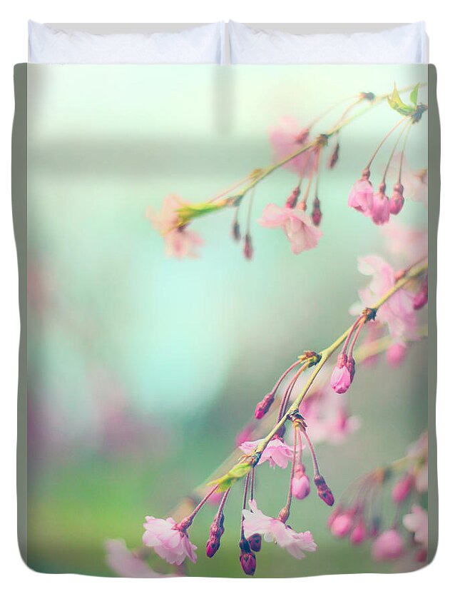 Cherry Blossom Duvet Cover featuring the photograph Blossom Breeze by Jessica Jenney