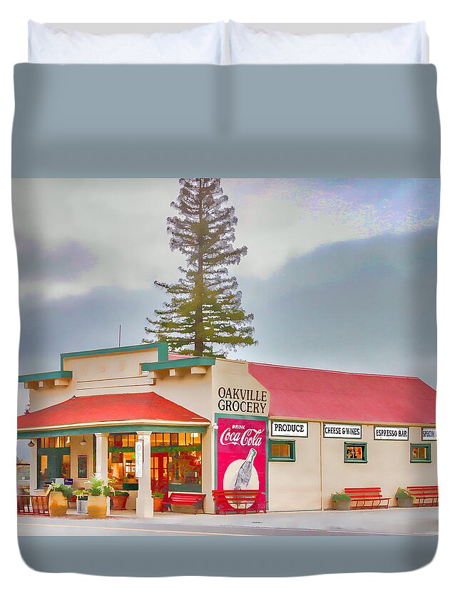Oakville Duvet Cover featuring the photograph Oakville Grocery by Bill Gallagher
