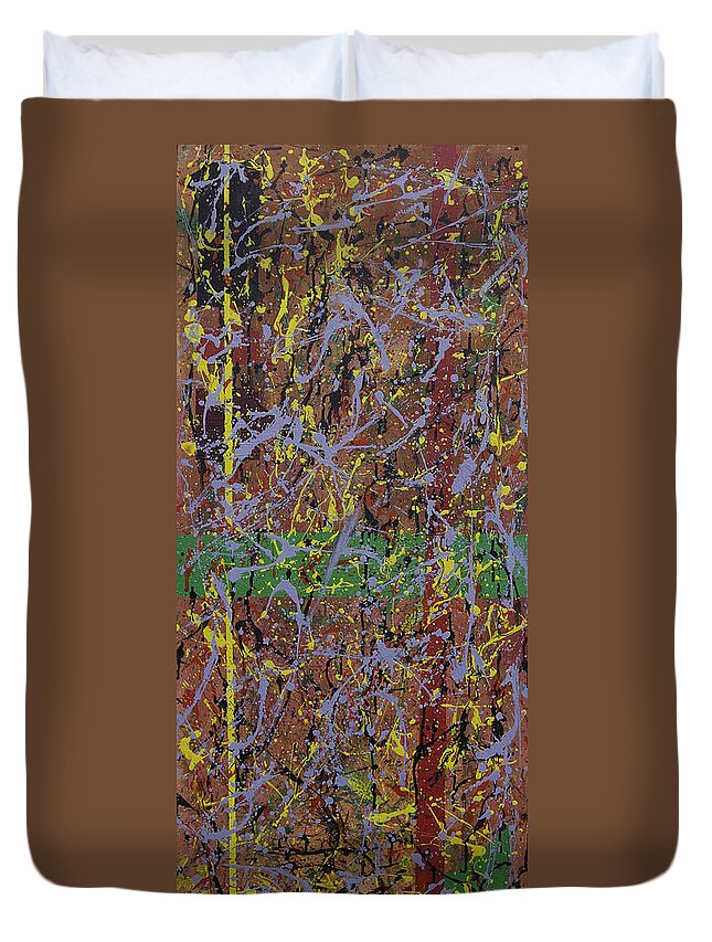 Abstract Duvet Cover featuring the painting Obama Bin Ladin by Julius Hannah