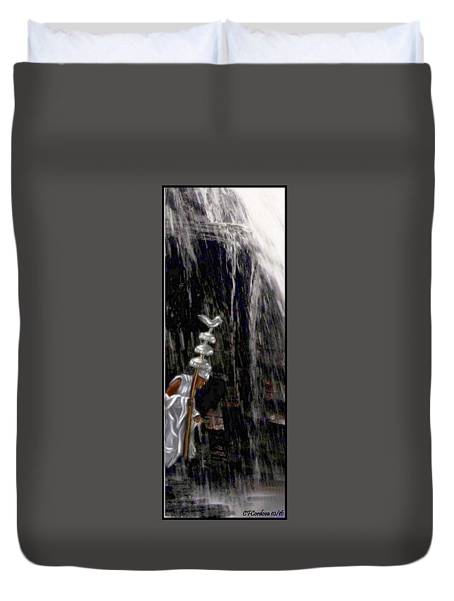 Orisha Duvet Cover featuring the painting Obatala is Coming by Carmen Cordova