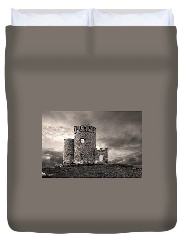 O'brien's Tower Duvet Cover featuring the photograph O'Brien's Tower at the Cliffs of moher Ireland by Pierre Leclerc Photography