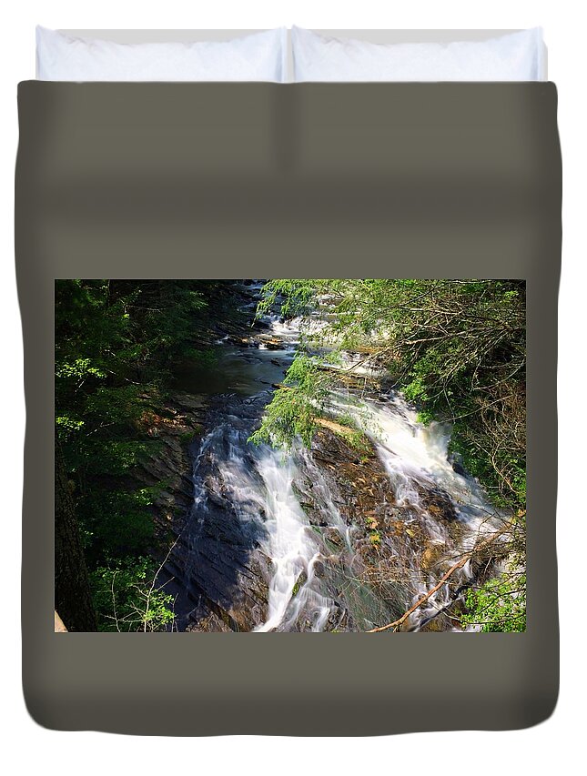 Waterfall Duvet Cover featuring the photograph Observation by Richie Parks