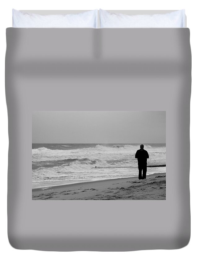 Jersey Shore Duvet Cover featuring the photograph Observing - Jersey Shore by Angie Tirado