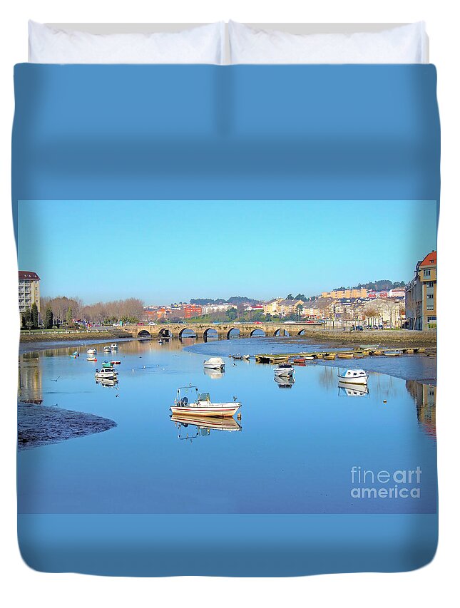 Galicia Duvet Cover featuring the digital art O'Burgo River by Andrew Middleton