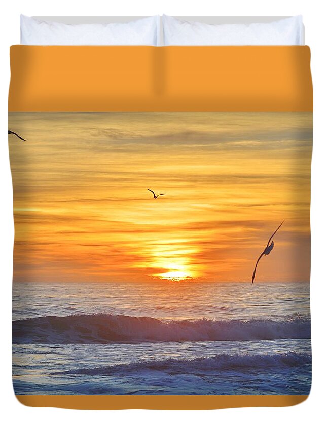 Obx Sunrise Duvet Cover featuring the photograph OBX Sunrise by Barbara Ann Bell