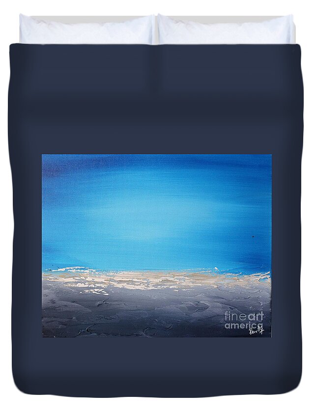 Blue Duvet Cover featuring the painting Ocean Blue 5 by Preethi Mathialagan