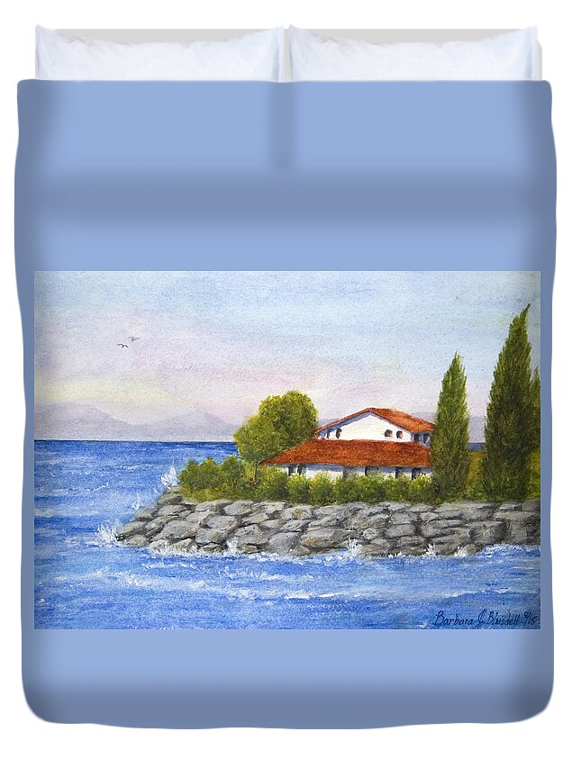 Ocean Duvet Cover featuring the painting Ocean Scene by Barbara J Blaisdell