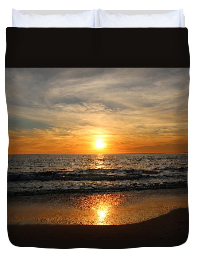 Ocean Duvet Cover featuring the photograph Ocean Sunset - 7 by Christy Pooschke
