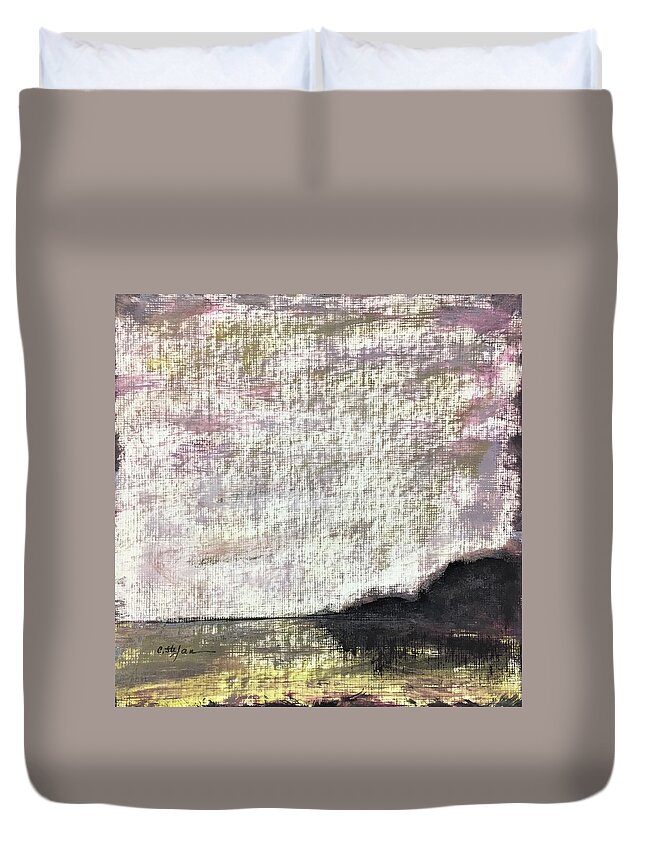 Art Duvet Cover featuring the painting Ocean View by Cristina Stefan