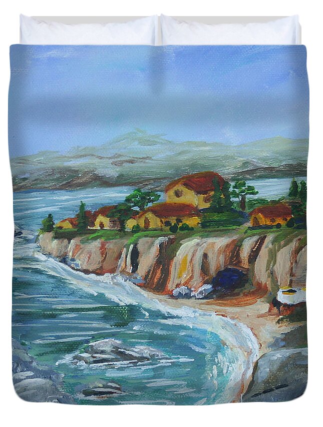 Ocean View Duvet Cover featuring the painting Ocean view by Gail Daley