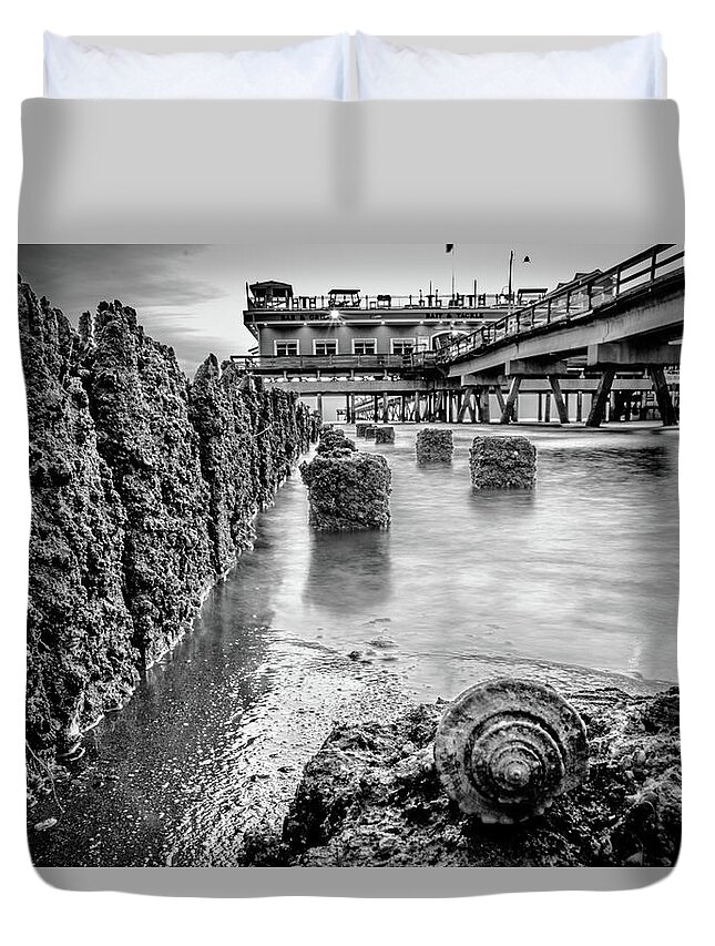 Sunrise Duvet Cover featuring the photograph Ocean View Pier Summer Sunrise 19 by Larkin's Balcony Photography