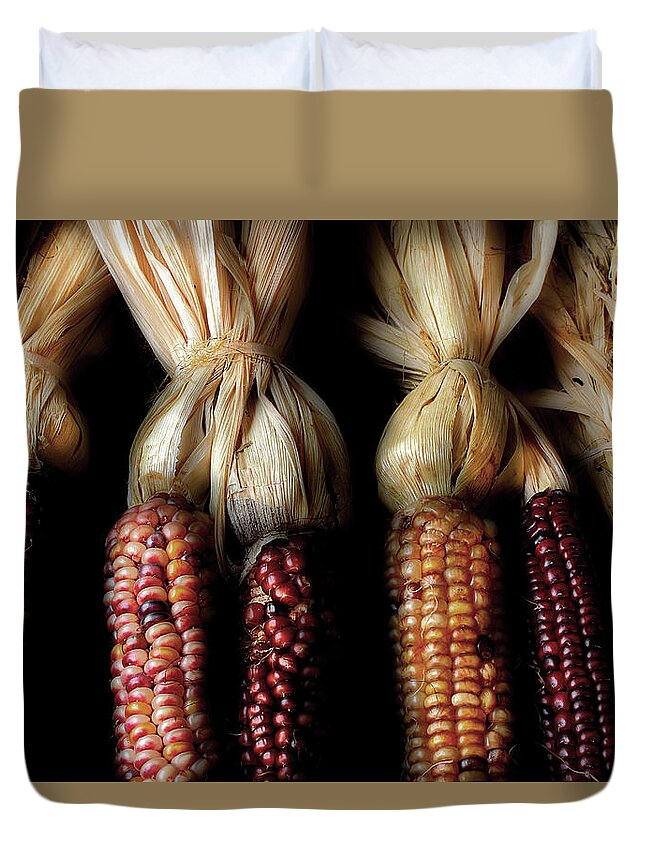 Indian Corn Duvet Cover featuring the photograph October Corn by Michael Eingle