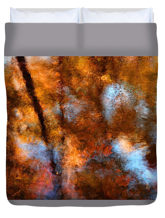 Stream Reflection Duvet Cover featuring the photograph October Reflection by Mike Eingle