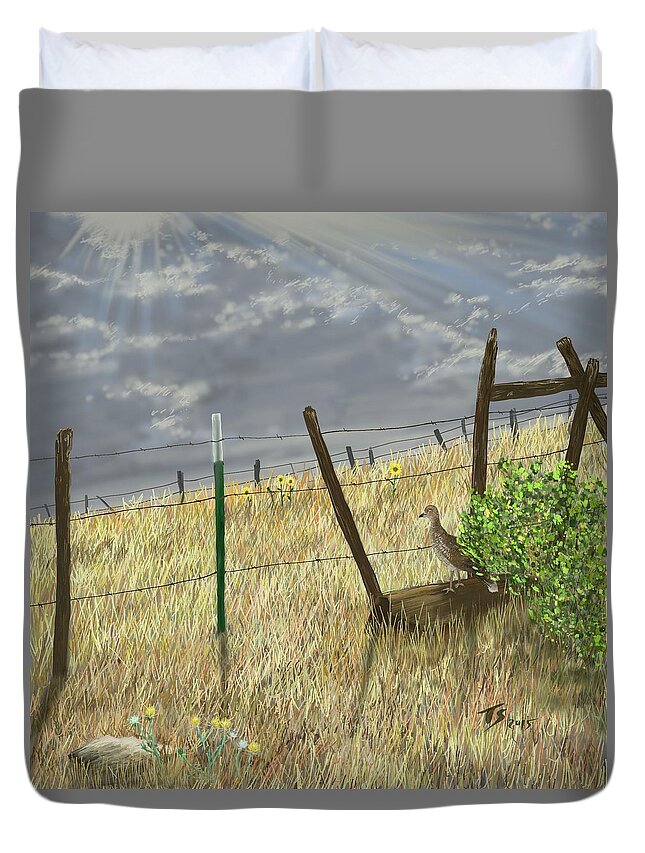 Washington Duvet Cover featuring the digital art Odd Post by Troy Stapek