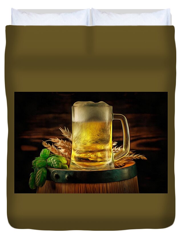 Ode To Beer Duvet Cover featuring the painting Ode to Beer by Harry Warrick