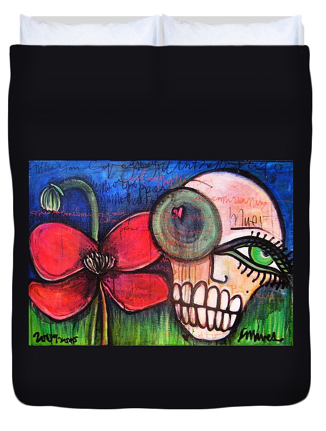 Skulls Duvet Cover featuring the painting Ode to Kings by Laurie Maves ART