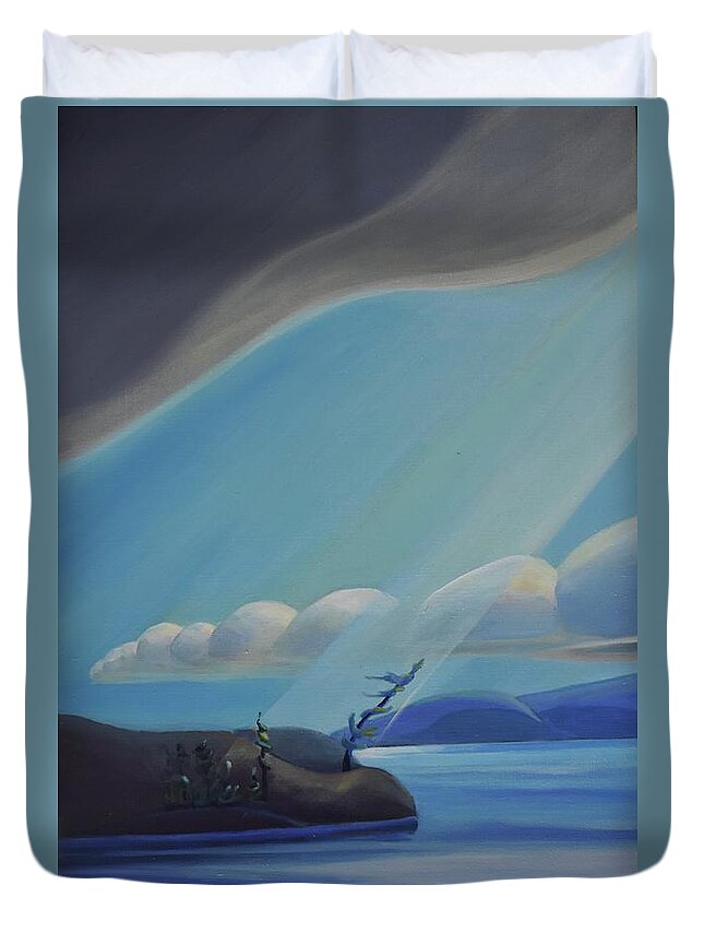 Triptych Duvet Cover featuring the painting Ode to the North II - Left Panel by Barbel Smith