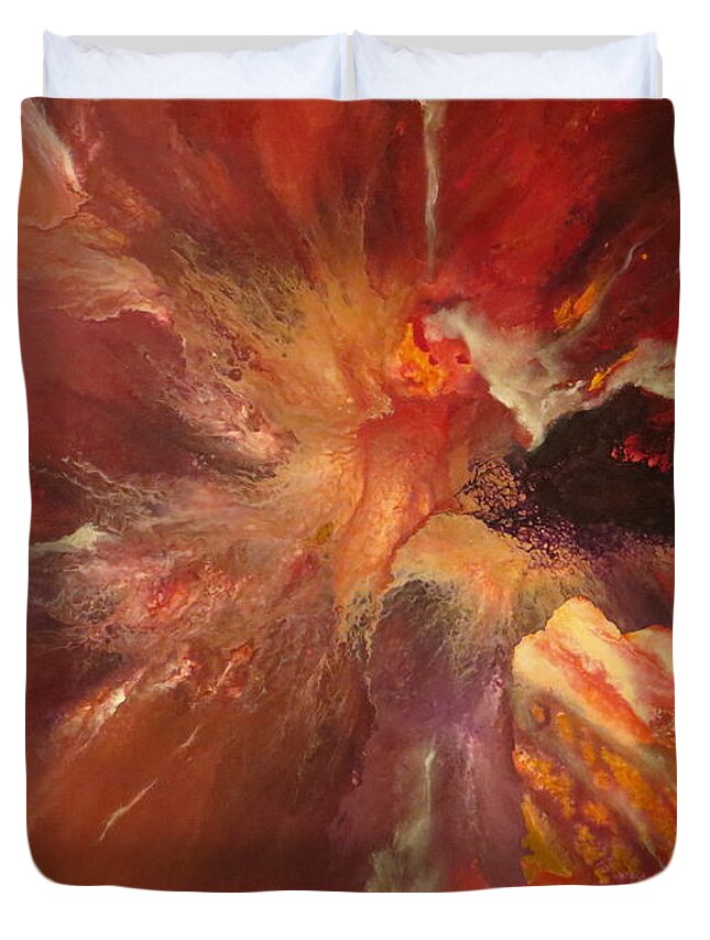 Abstract Duvet Cover featuring the painting Euphoric by Soraya Silvestri