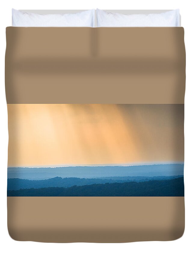 Sunlight Duvet Cover featuring the photograph Of Blue and Gold by Parker Cunningham