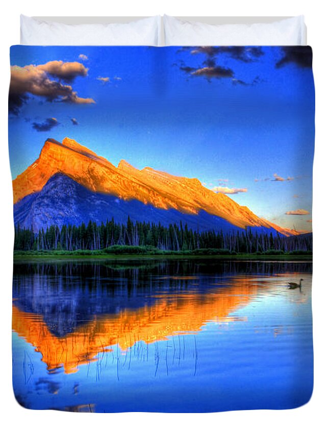 Mountain Duvet Cover featuring the photograph Of Geese and Gods by Scott Mahon